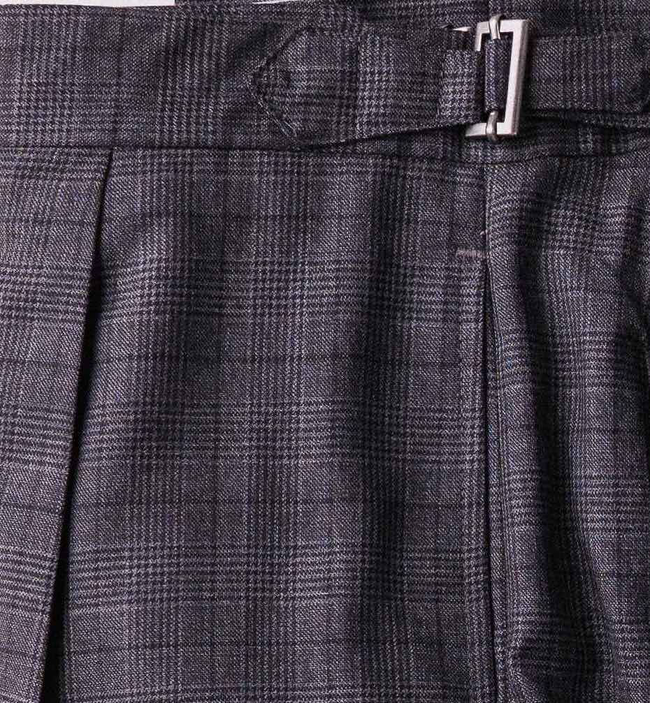 Charcoal Plaid Super 130s Wool Dress Trouser, Limited Edition