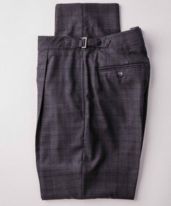 Charcoal Plaid Super 130s Wool Dress Trouser, Limited Edition