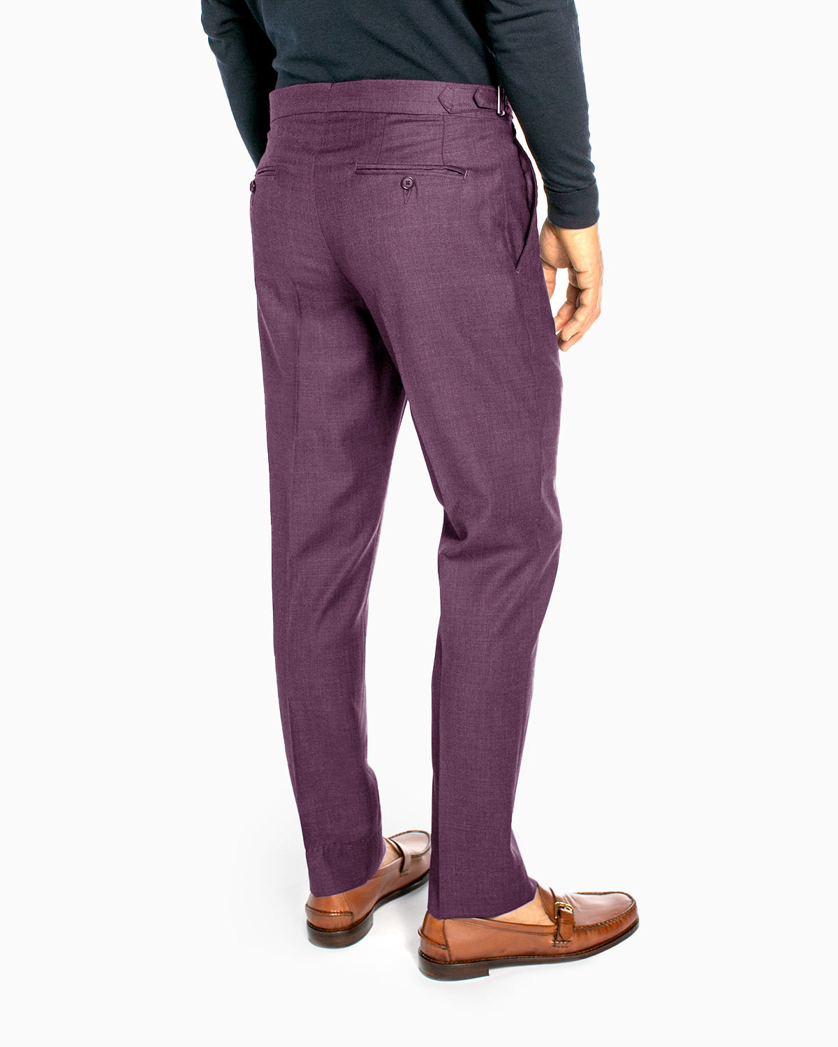 Super 120s Wool Gabardine Dress Trouser, Plum