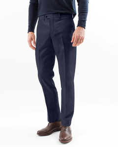 Super 130s Hopsack Water Resistant Wool Dress Trouser, Navy