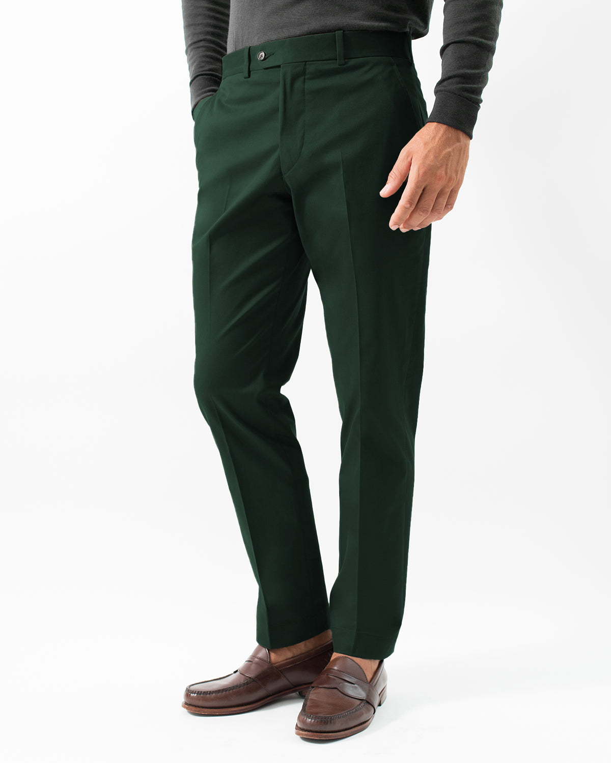 Cotton Stretch Chino, Hunter Green