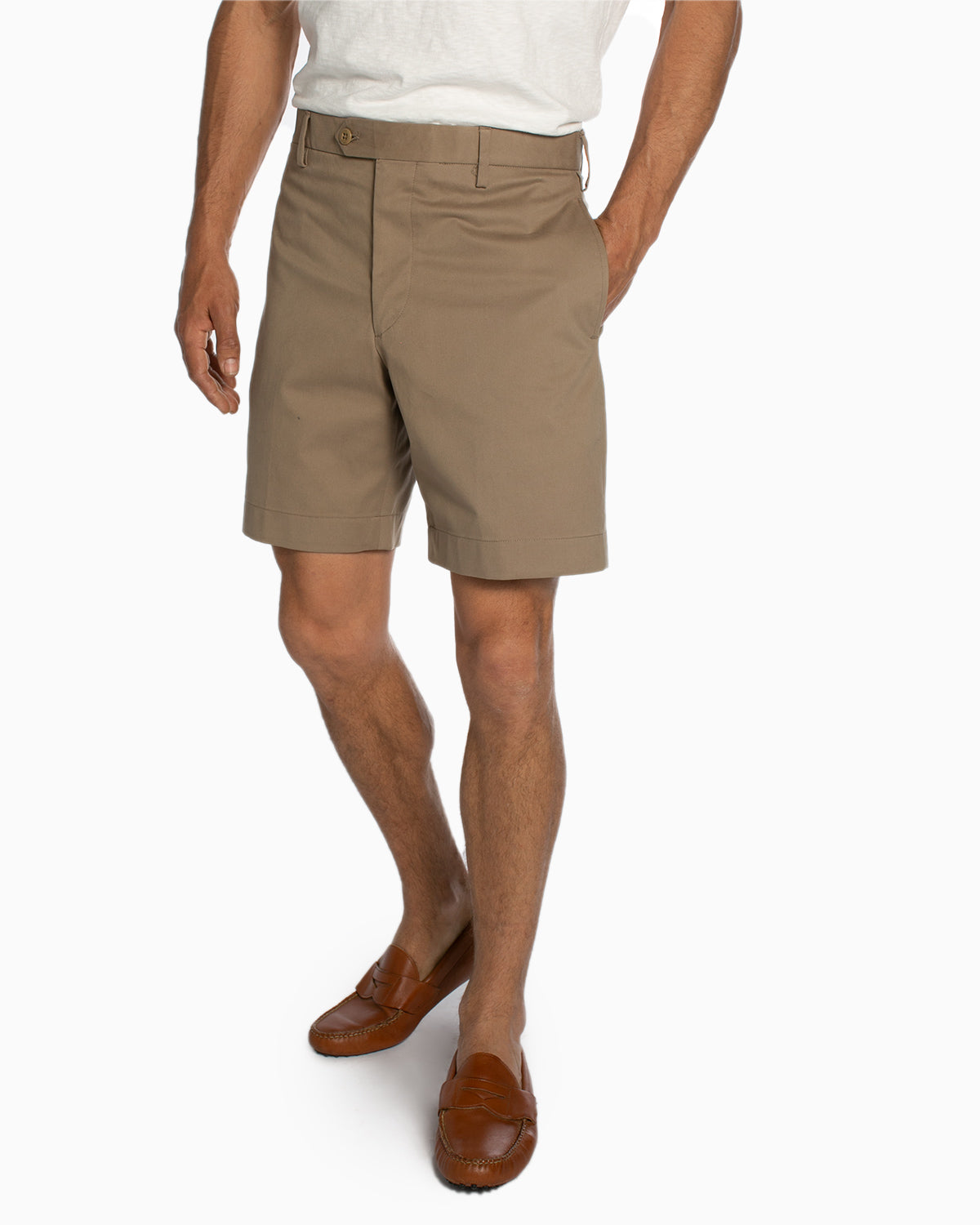 Cotton Stretch Shorts, Khaki