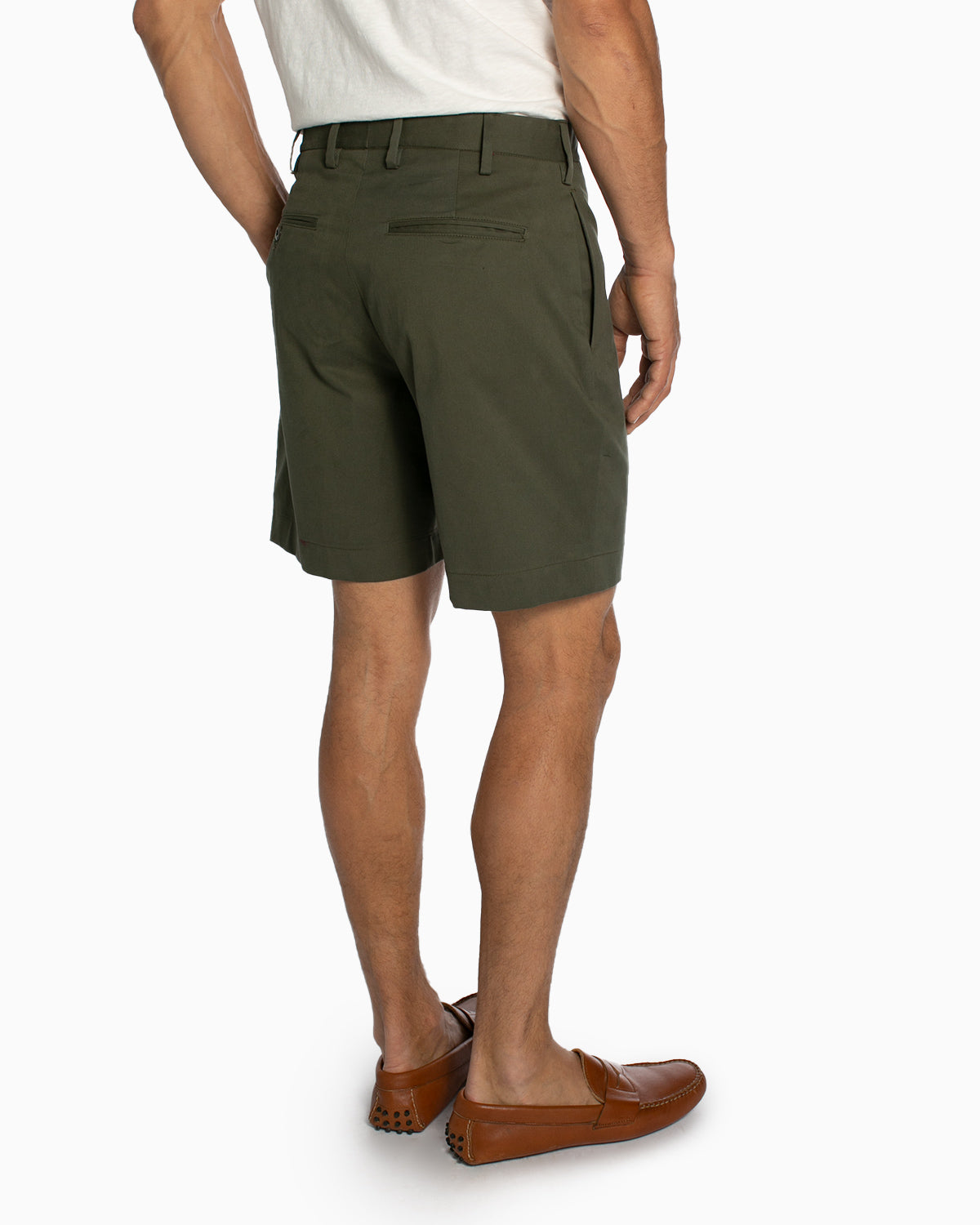 Cotton Stretch Shorts, Olive